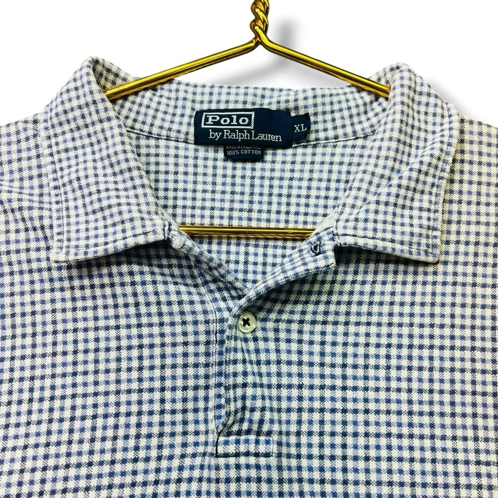 Polo Ralph Lauren Vintage Shirt Mens XL Blue Purple Checkered Pony Logo 90s Y2K